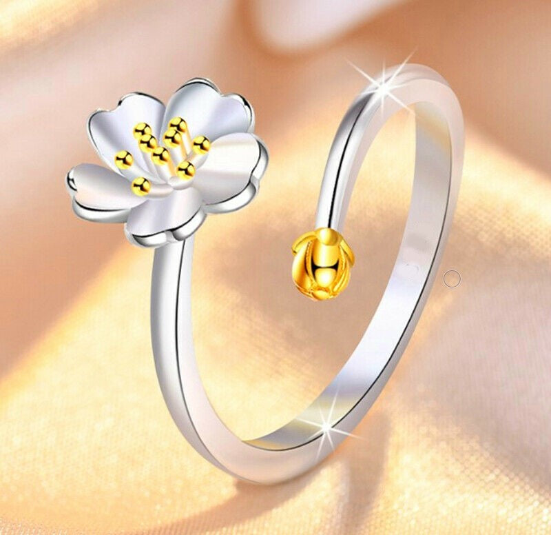 Gold Cherry Flower Ring  (Adjustable) Fits all