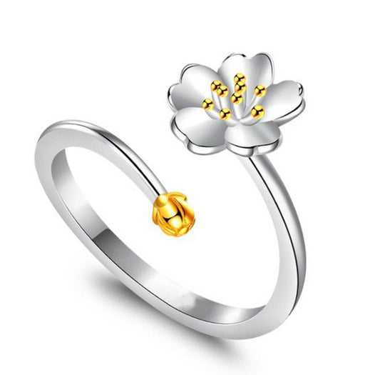 Gold Cherry Flower Ring  (Adjustable) Fits all