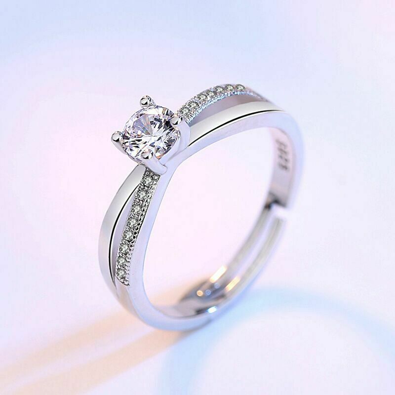 Silver Crystal Adjustable Ring