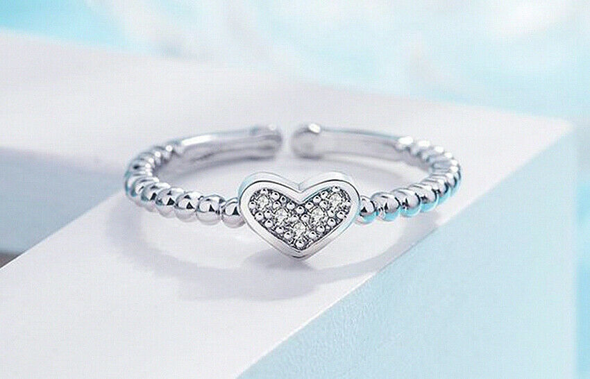 Crystal Heart Adjustable Ring